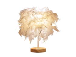 Lámpara De Mesa De Lujo Ligera Con Plumas, Luz Nocturna Blanca Decorativa, Usb Led 3w