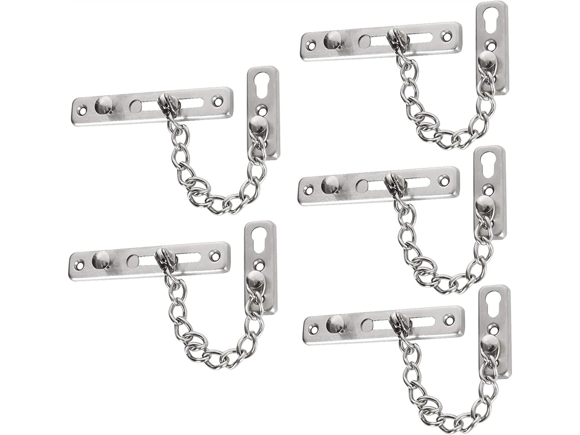 Paquete De 5 Cadenas Acero Inoxidable Para Puertas Cadena Seguridad Antibloqueo El Hogar Cerradura Puerta