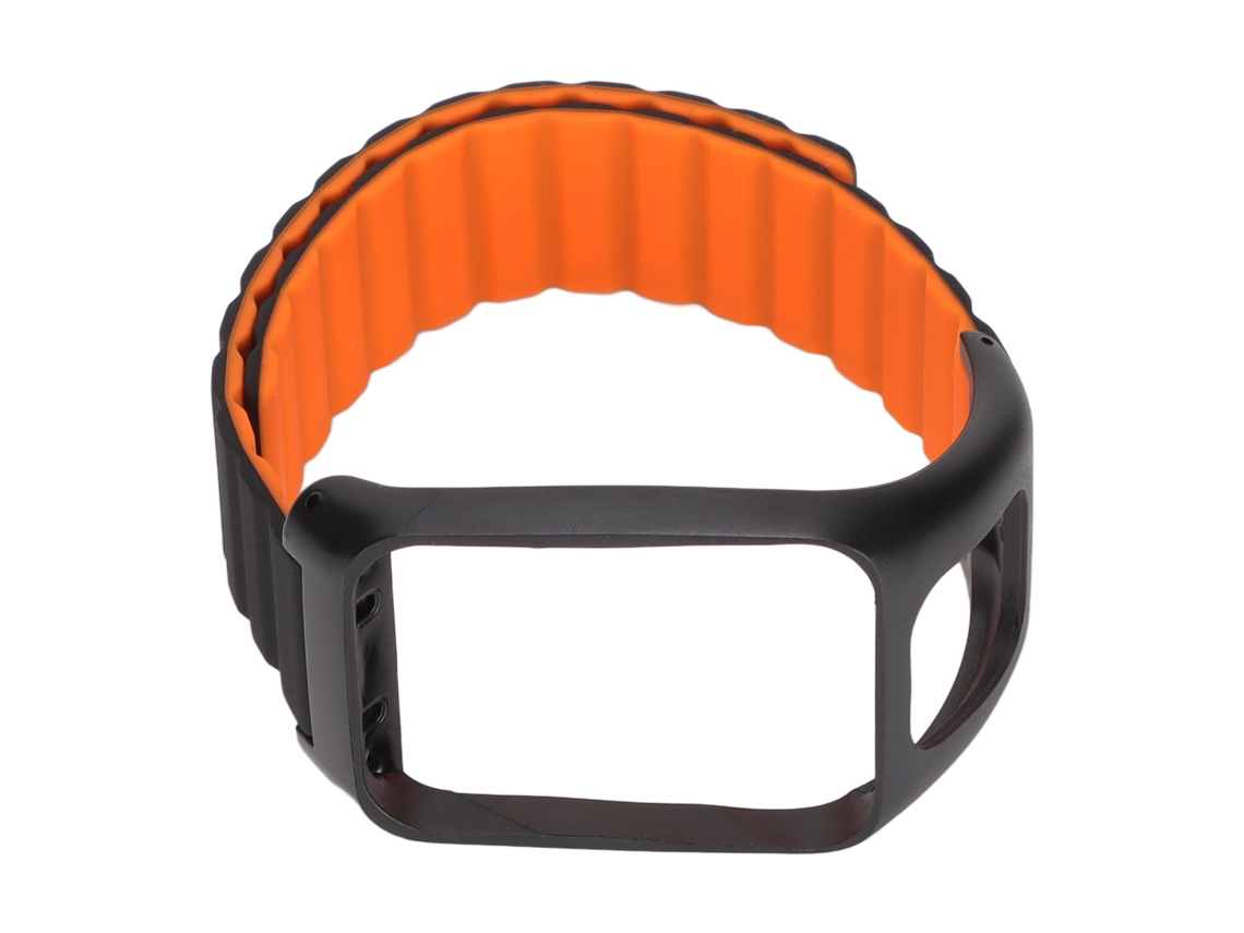 Pulseira De Relógio Magnética De Silicone Ajustável Para Tomtom Runner 2 Preto Laranja