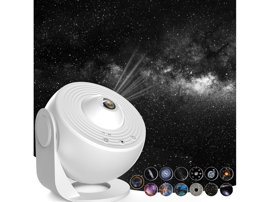 Projetor de Galáxia com 13 Discos Planetários, Rotação 180°, Luz Noturna de Estrelas para Quarto Infantil. Branco CZHHMART