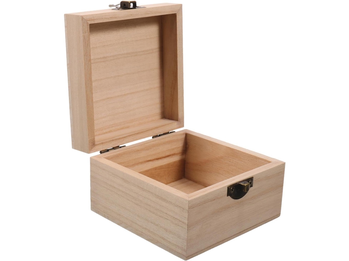 Caja Cuadrada De Madera Con Tapa Para Guardar