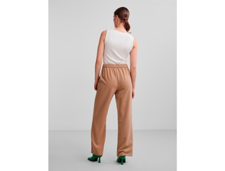 Calça PIECES Calças De Cintura Alta Bossy Wide Leg Fit Castanho S Mulher