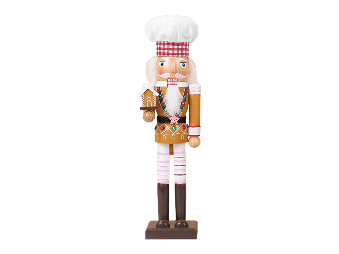 Cascanueces de madera, adornos navideños, muñecos de madera, decoración de mesa para el hogar, chef de pie de 38 cm (Mdug)