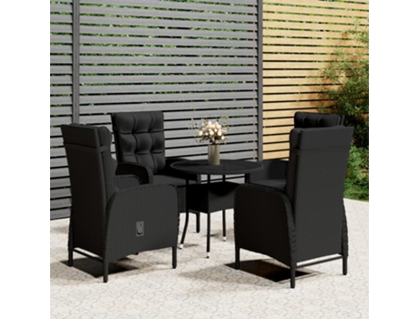 Conjunto 5 de bistró de jardín VIDAXL ratán sintético negro