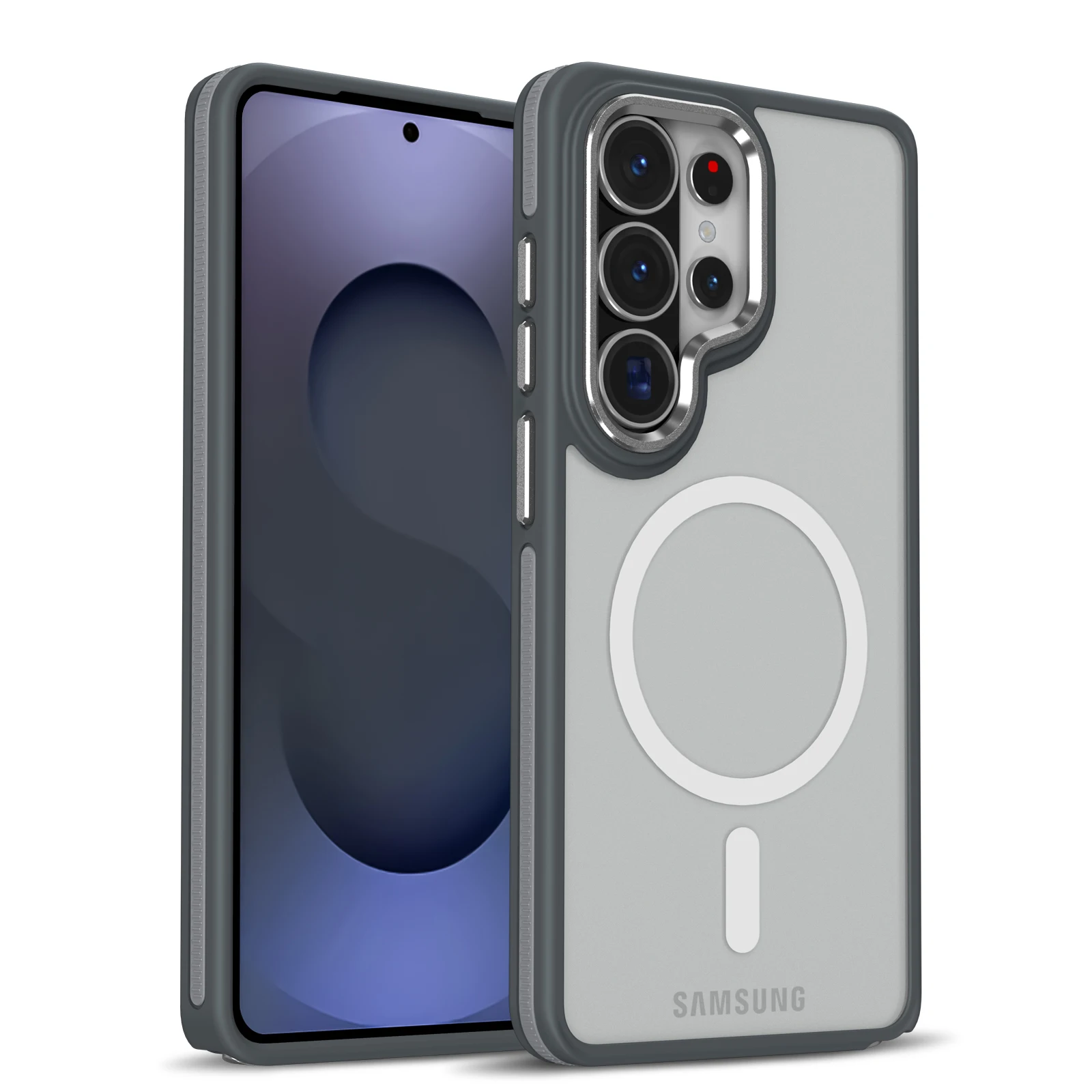 (galaxy S24, Gris) Funda Magnética Mate Para Teléfono Samsung, Resistente A Golpes Y Caídas, Con Cubierta Trasera Rígida.