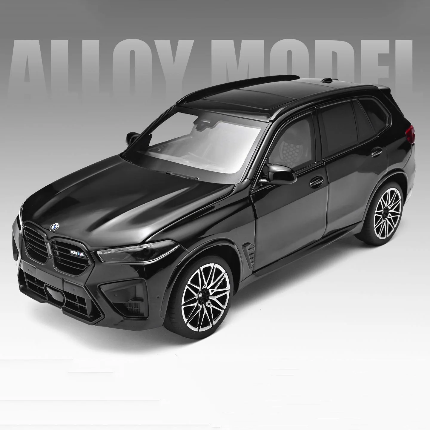 (negro) Coche De Juguete A Escala 1:24 De Metal Fundido A Presión Con Efectos De Sonido Y Luz.