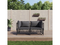 Juego Muebles De Jardín 2 Uds | Muebles Exteriores Y Cojines Acero Gris Antracita