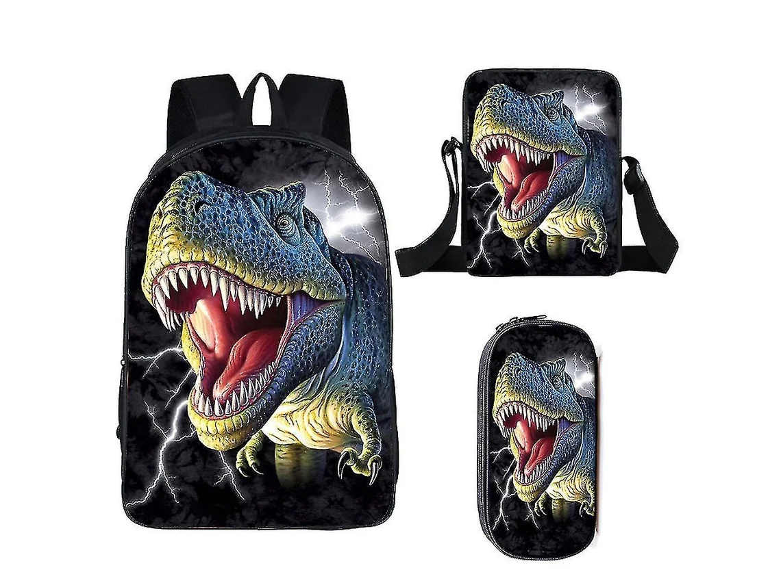 Mochila Estampada Con Patrón De 3 Piezas/Juego Con Bolsa Y Estuche Para Lápices