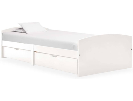 vidaXL Estructura de cama con 2 cajones pino macizo blanco 90x200 cm