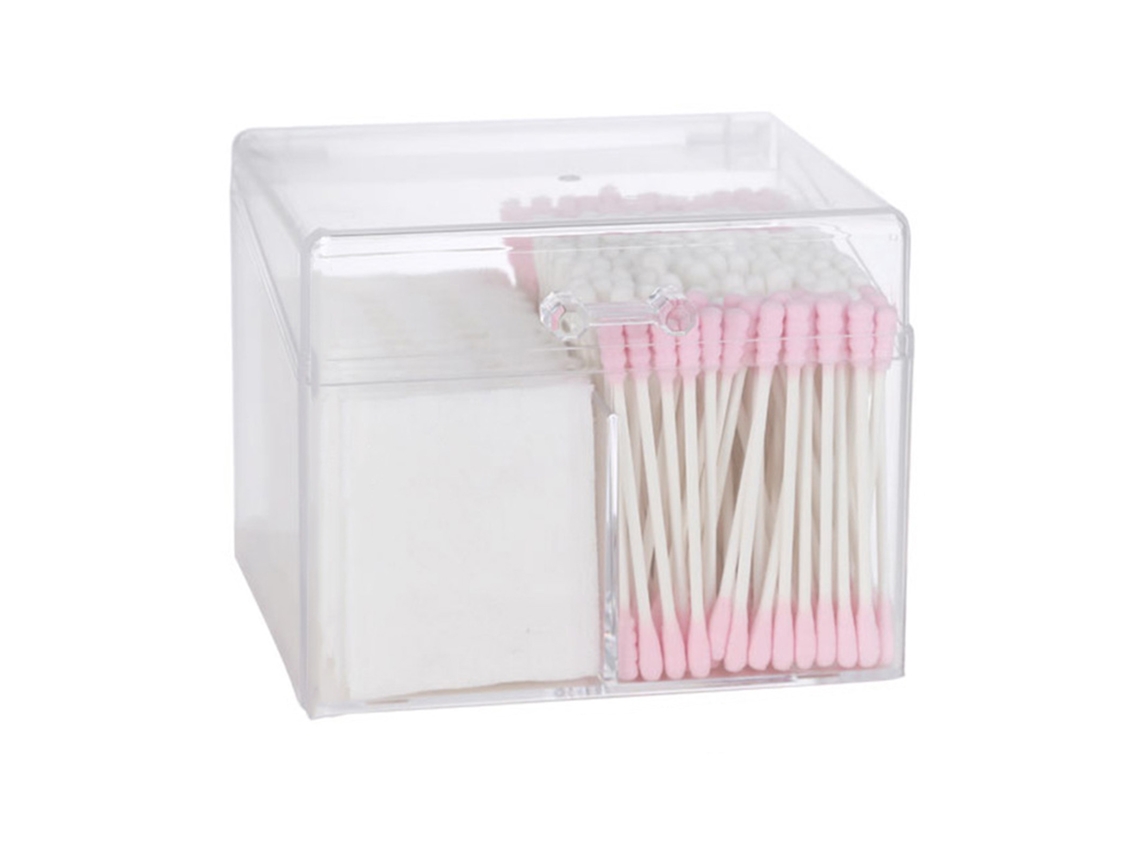 Caja De Acrílico Transparente Para Hisopos De Algodón Con Tapa A Prueba De Polvo E Impermeable Para Almacenamiento.
