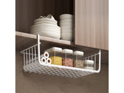Cesta de almacenamiento multiusos para debajo del estante, totalmente metálica, de alambre, para cocina, oficina, despensa, escritorio, librería, L