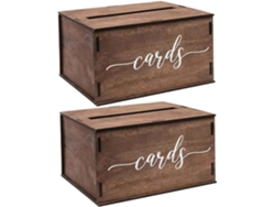 Juego De 2 Cajas De Madera Para Tarjetas De Boda Con Resistente Soporte Para Sobres Para Recepciones, Fiestas Y Cumpleaños.