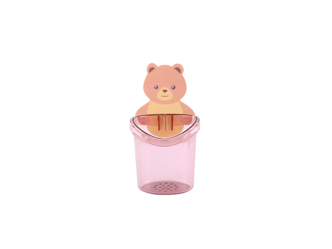 Portacepillos de dientes de pared con forma de oso rosa