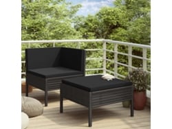 Conjunto de jardín de 2 piezas DKD Home Decor con cojines de mimbre negros