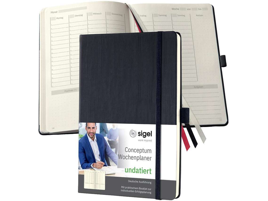 Calendario de Libro SIGEL Conceptum Din A5 Perpetuo Negro