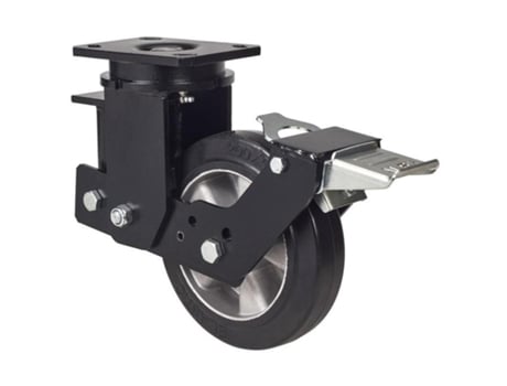 Rueda giratora placa fr.10hlsbfn160-deb suspension goma negra elastica bolas ALEX
