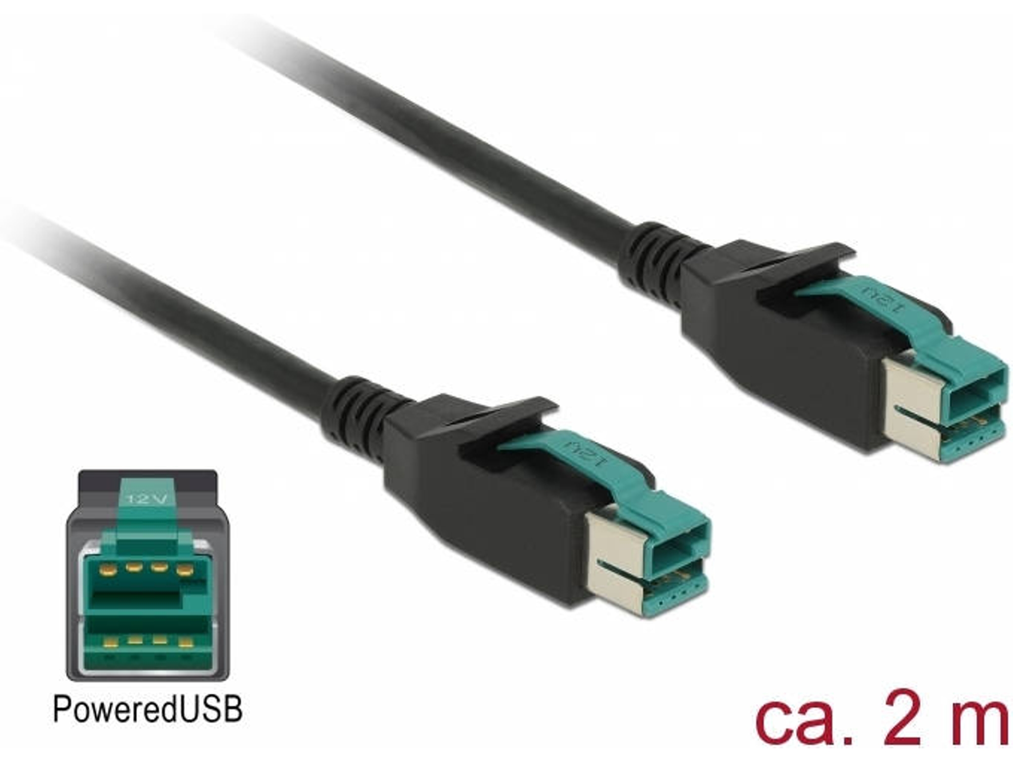 Cable USB DELOCK (USB - USB - 2 m - Negro)
