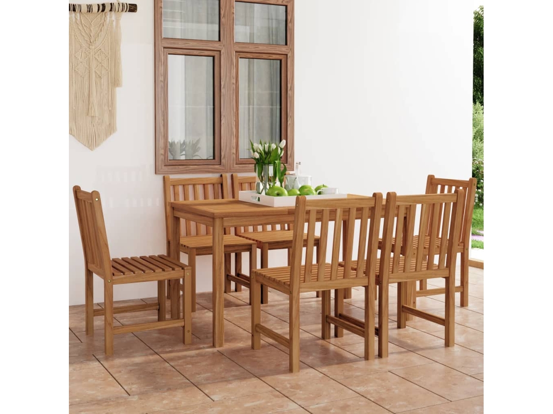 Juego de comedor de jardín de 2 piezas de madera maciza de teca Dkd Home Decor