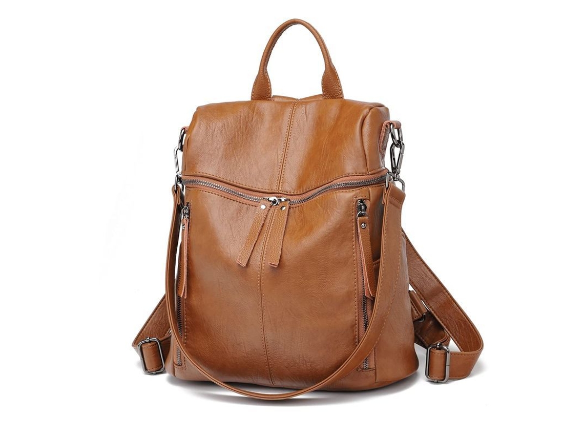 2026-mochila De Cuero Pu Para Mujer, Ligera, Gran Capacidad Y Multipockets, Marrón