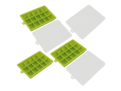 Molde De Hielo De Silicona Apilable 3pcs 15 Cubos Con Tapa Desmontable Lavavajillas Seguro Verde