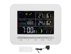 Reloj multifunción con pronóstico del tiempo, termómetro e higrómetro para interiores y exteriores, pantalla LCD, calendario, 220 V, UE
