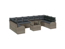 Maison Exclusive - Conjunto De Sofá De Jardín 11 Pcs Gris Ratán Sintético