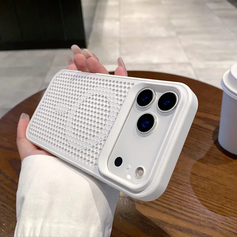 (blanco, Iphone 16) Funda Para Teléfono Con Diseño De Malla Perforada Para Disipación De Calor, Compatible Con Magsafe.