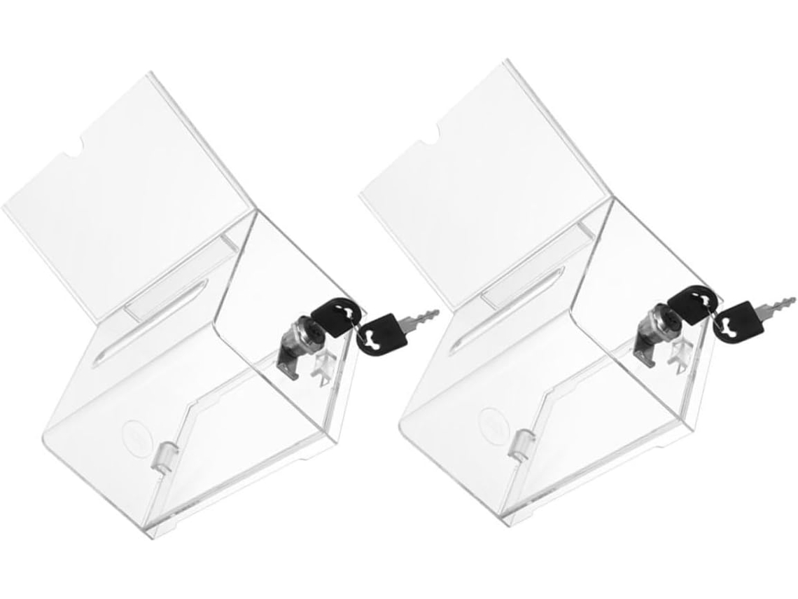 Juego de 2 cajas multifuncionales para tarjetas con cierre transparente, almacenamiento portátil para tarjetas de visita.