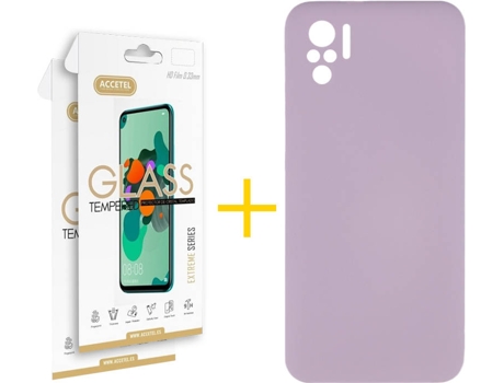Kit Funda + 2 Protectores de Pantalla Xiaomi Redmi Note 10 4G / 10S ACCETEL Liso 12 Morado
