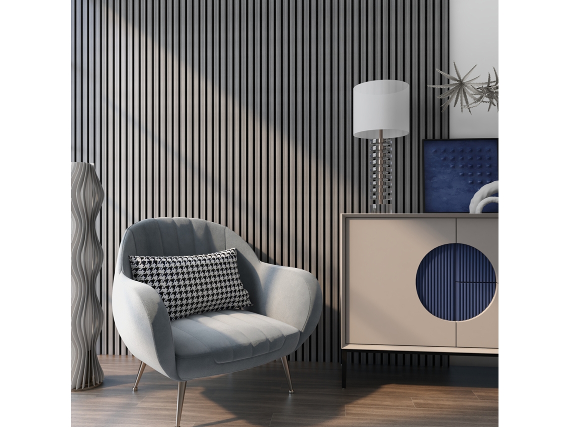 Set de 16x paneles de pared Vang acústico en MDF y fieltro 120 x 60 x 2 cm (11,52 m²) - Roble gris  [NEU.HOLZ]