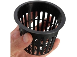 10 cestas de red de plástico negro para cultivo hidropónico.