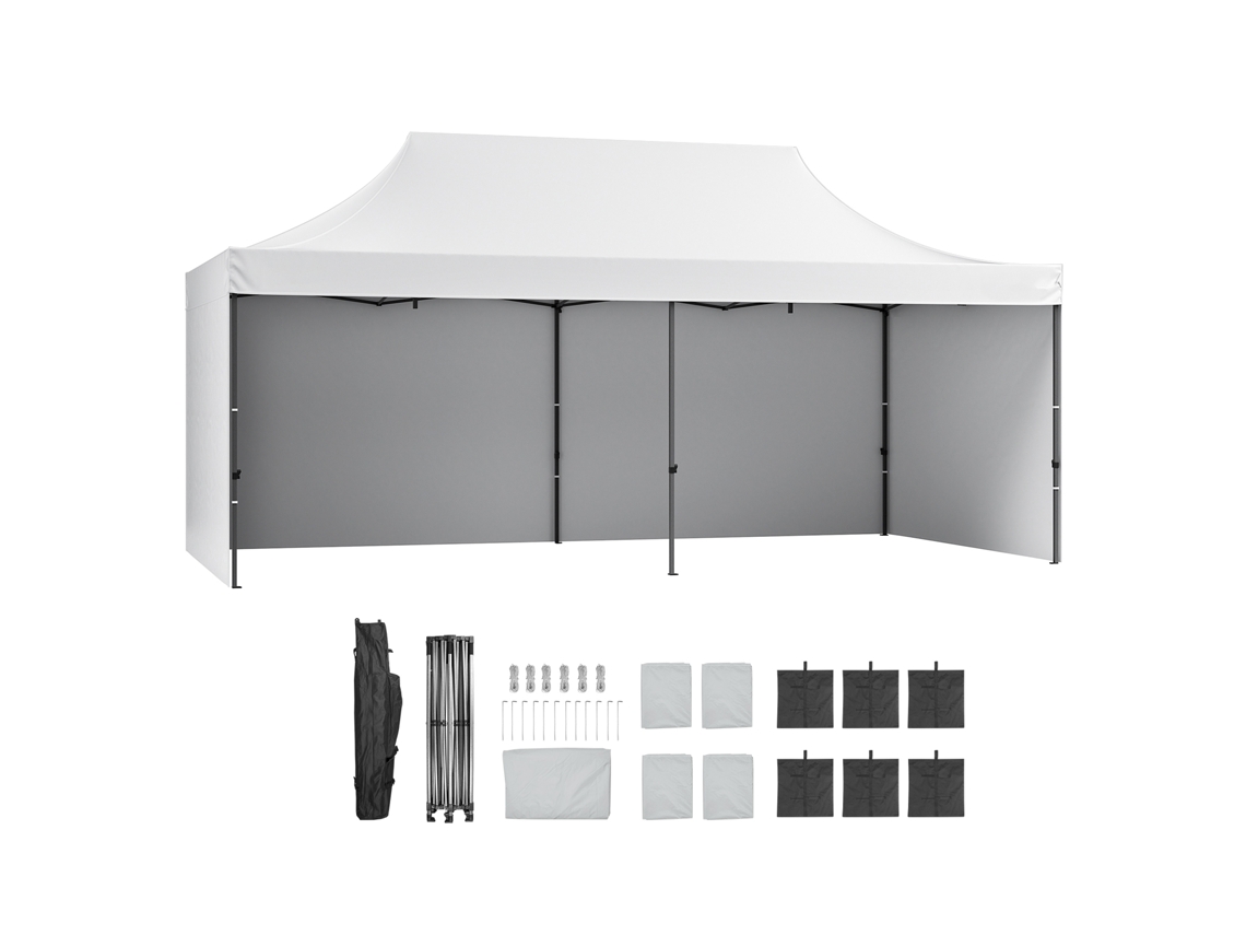 Carpa Gazebo Succebuy de 304,8 x 609,6 cm con paredes laterales y bolsa de transporte, color blanco