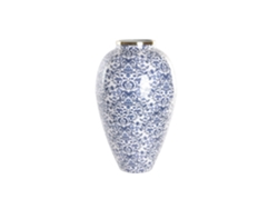 Jarron Hierro Floral Lacado Azul 38x38x62cm