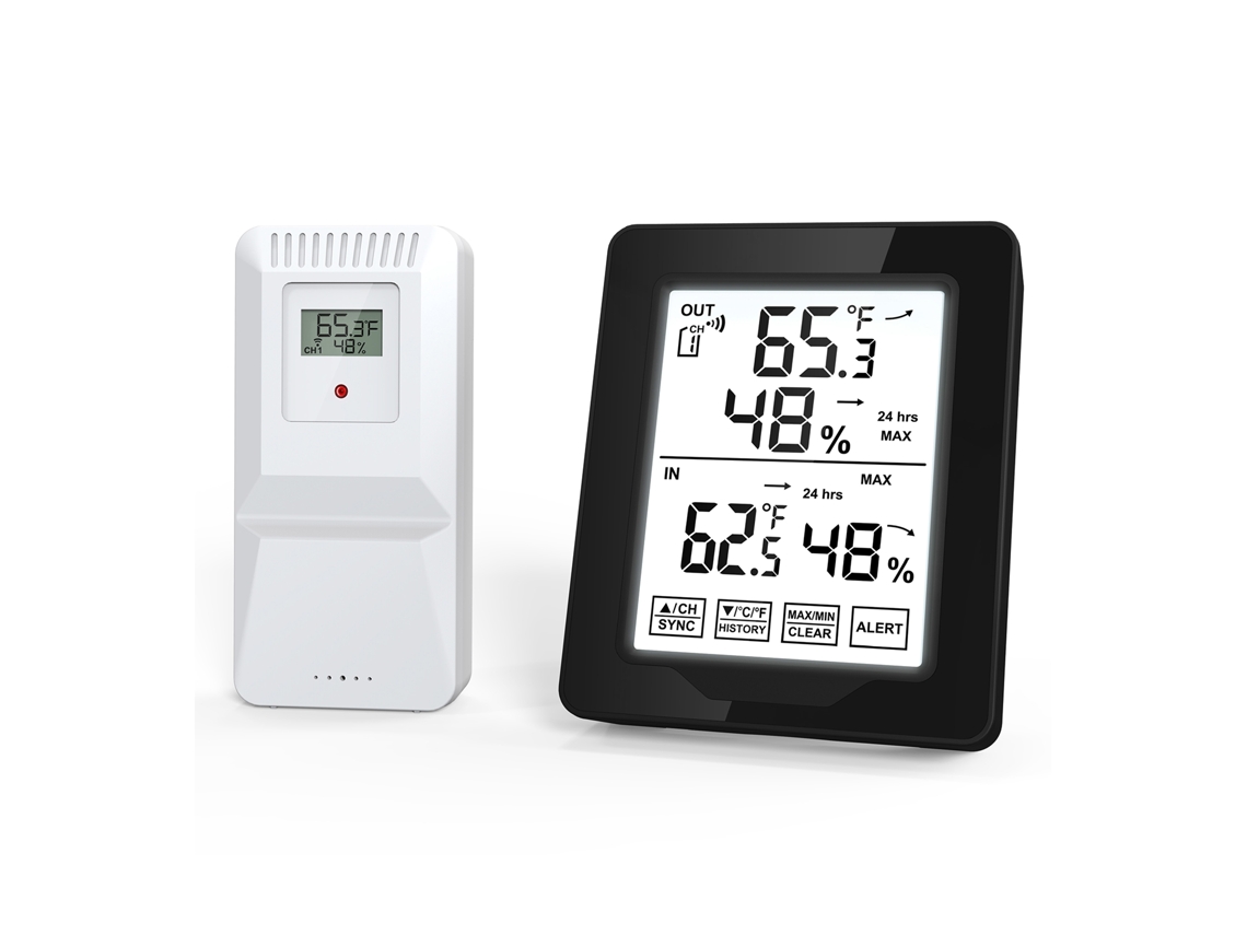 Termómetro Digital Para Interiores Y Exteriores Con Sensor De Humedad, Monitor Y Retroiluminación Blanca.