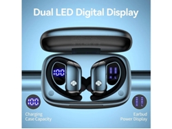 Auriculares Fios Horas Reprodução Desportivos Visor Led Ganchos Yizhood Bluetooth Negro