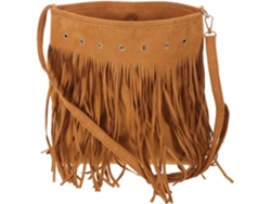 Bolso Bandolera Retro De Ante Marrón Con Flecos, Correa De Hombro Ajustable, Grande
