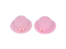 2pcs Chapéu De Festa Miniatura 1/12 Com Laço Para Casinha De Bonecas Acessório Pink