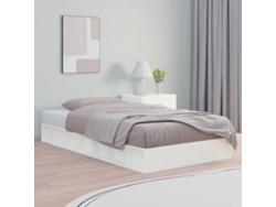 Estructura Cama Doble Pequeña Madera Maciza Blanco 120x190 Cm
