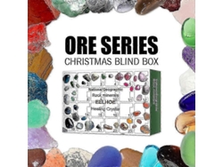 1 Caja de Regalo con una Colección de Minerales en 24 Compartimentos, Cuenta Regresiva de 24 Días para Navidad. Hengjian (Caja Sorpresa)