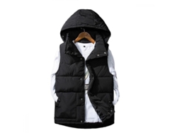 2026-chaleco Acolchado Para Hombre Allthemen Con Gorra Desmontable Otoño Invierno Ajustado Casual Sin Mangas Jra M Negro