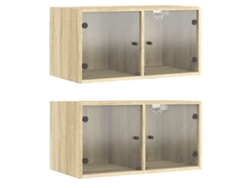 Maison Exclusive - Mueble Pared Puertas De Vidrio 2 Uds Roble Sonoma 68,5x37x35 Cm