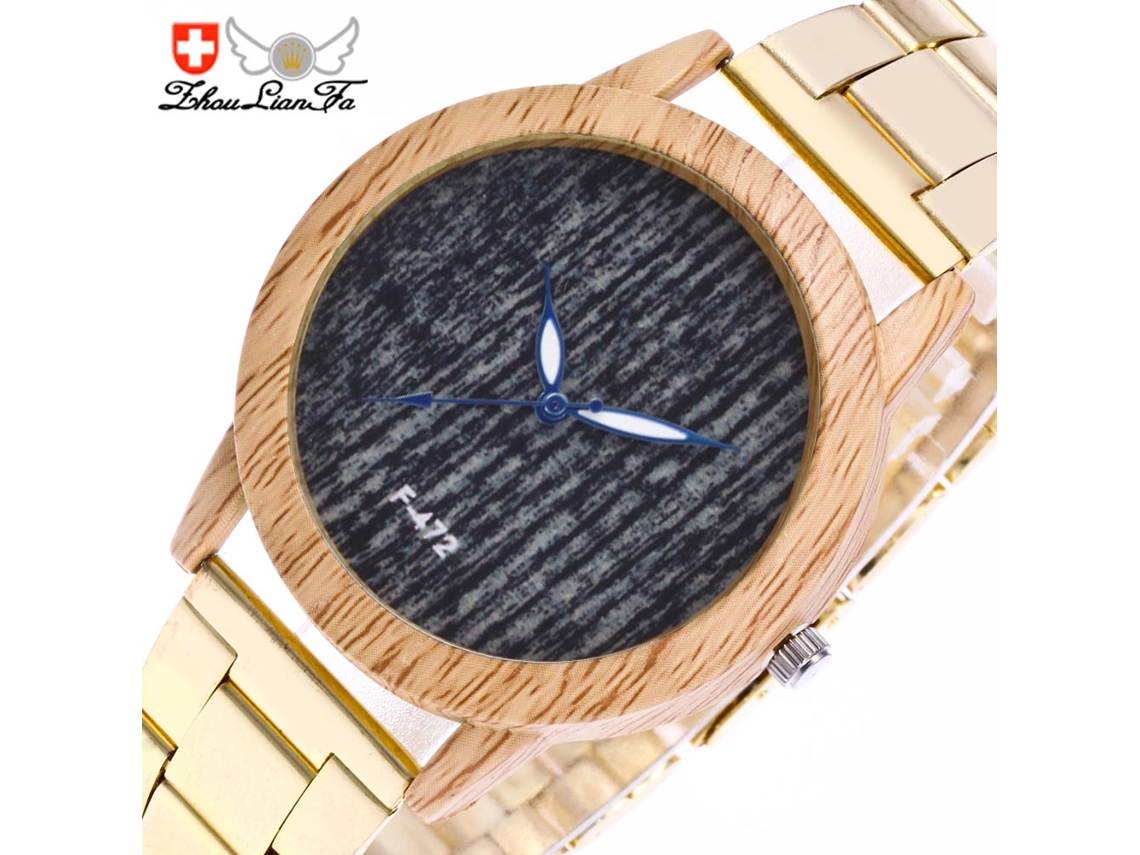 Reloj De Pulsera De Acero Oro Moda Negocios Cuarzo Para Hombre Y Mujer