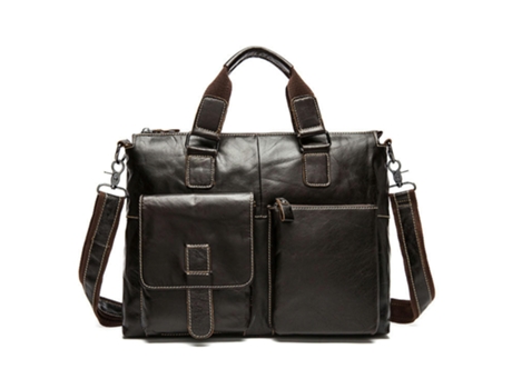 Maletín de viaje de negocios para hombres Bolsas de mensajero de cuero genuino Bolso para computadora portátil de gran capacidad-Café-Mate