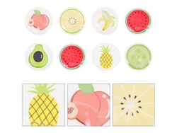 8 Mascarillas Redondas Reutilizables Para Ojos Con Estampado De Frutas, Alivian La Hinchazón Y El Cansancio Ocular, 7x7cm