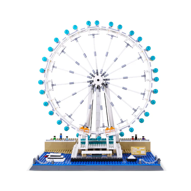 (6215 piezas + 1528 piezas) Juguete de bloques de construcción creativos con 1528 piezas, modelo de noria y London Eye.