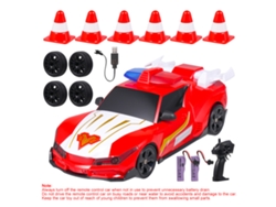 Coche Teledirigido De Policía, Coche De Derrape 4x4 Con Luces, Regalo De Cumpleaños Para Niños Y Niñas, Rojo.