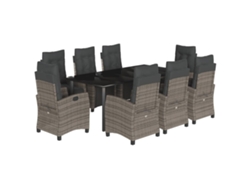 Maison Exclusive - Set Comedor Jardín 9 Pzas Y Cojines Ratán Sintético Gris