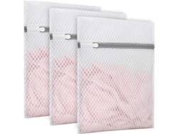 3 Bolsas De Lavandería De Malla De Panal Resistentes Para Prendas Delicadas De 23x30 Cm (3 Pequeñas)