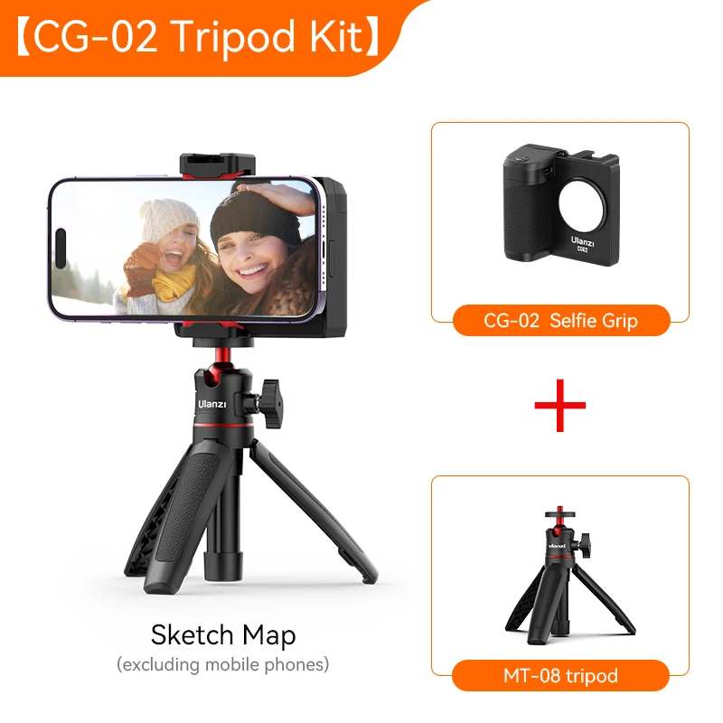 Kit de empuñadura para selfies CG-02 con luz de relleno y trípode, a prueba de golpes, compatible con Bluetooth, para teléfonos móviles