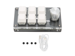 Mini Teclado Mecánico De 6 Teclas Con Perilla Giratoria, Interruptor Azul, Conexión Dual Usb/bluetooth, Programable Para Bricolaje.